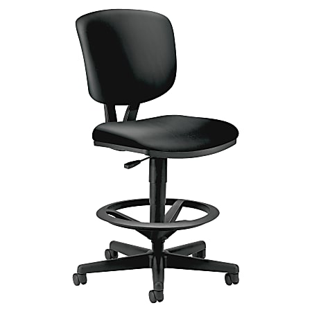 HON® Volt Bonded Leather Task Stool, Extended Height And Foot Ring, Black