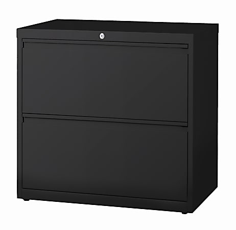 WorkPro® 30"W Lateral 2-Drawer File Cabinet, Metal, Black