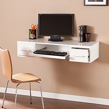 SEI Furniture Simon Wall Mount 42"W Writing Desk, White