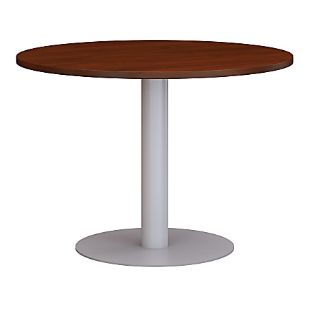 Bush Business Furniture 42"W Round Conference Table with Metal Disc Base, Hansen Cherry, Standard Delivery