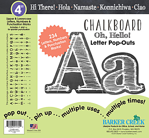 Barker Creek® Letter Pop-Outs, 4", Chalkboard, Set Of 234