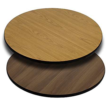Flash Furniture Reversible Laminate Round Table Top, 42", Natural/Walnut