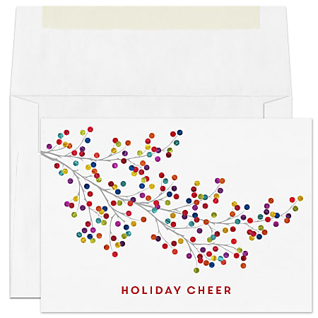 Custom Full-Color Holiday Cards With Envelopes, 7" x 5", Colors Of Cheer, Box Of 25 Cards/Envelopes