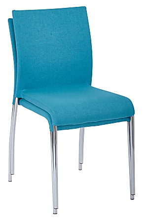 Ave Six Conway Stacking Chairs, Aqua/Silver, Set Of