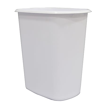 United Solutions Rectangular Plastic Wastebasket, 6 Gallons, White