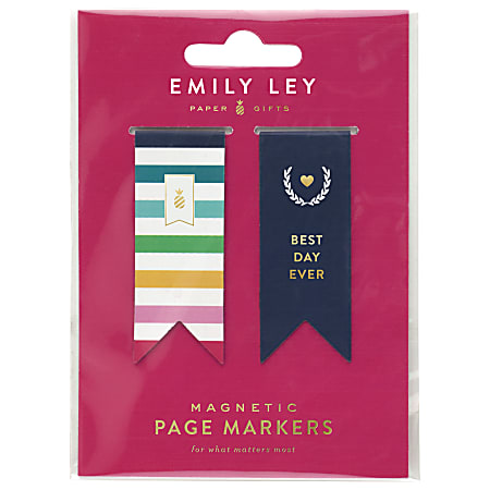 Emily Ley Simplified® System Magnetic Page Markers, 1/2" x 1 1/2", Multicolor, Pack Of 2 Markers