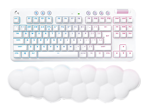 Logitech G715 Wireless Gaming Keyboard, Clicky Switches (GX Blue) and Keyboard Palm Rest, White Mist - Keyboard - tenkeyless - backlit - Bluetooth, 2.4 GHz - key switch: GX Blue Clicky