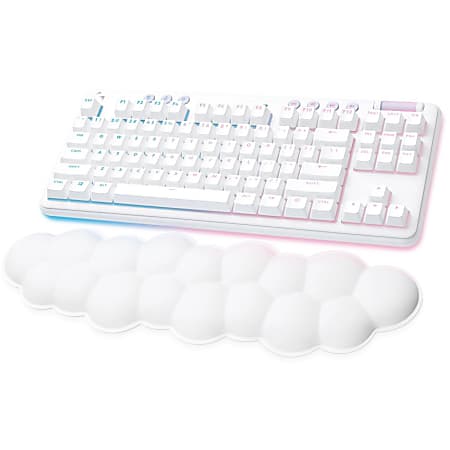 Logitech G715 Wireless Gaming Keyboard, Clicky Switches (GX Blue) and Keyboard Palm Rest, White Mist - 920010656