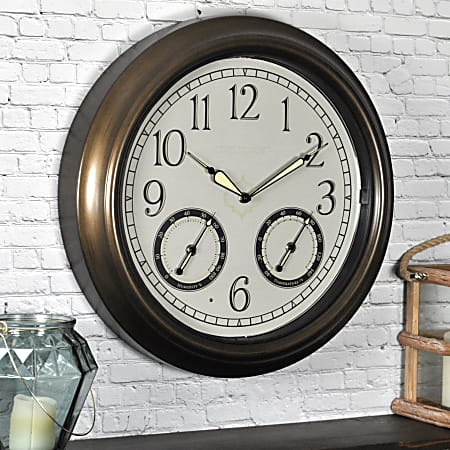 FirsTime® LED Trellis Round Wall Clock, 18", Oil-Rubbed Bronze