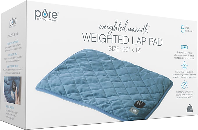 Pure Enrichment WeightedWarmth Weighted Lap Pad With Heat, 12" x 19", Blue