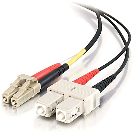 C2G-2m LC-SC 62.5/125 OM1 Duplex Multimode Fiber Optic Cable (Plenum-Rated) - Black - Fiber Optic for Network Device - LC Male - SC Male - 62.5/125 - Duplex Multimode - OM1 - Plenum-Rated - 2m - Black