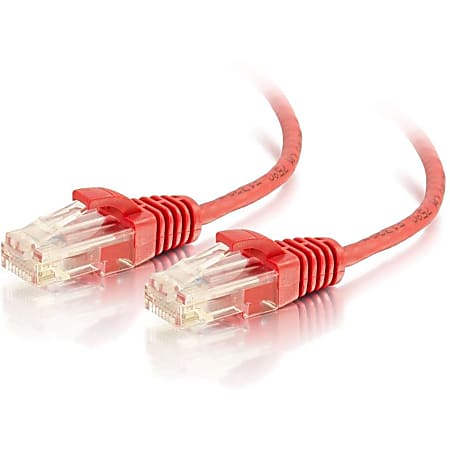 C2G 1ft Cat6 Snagless Unshielded (UTP) Slim Ethernet Cable - Cat6 Network Patch Cable - PoE - Red - 1 ft Category 6 Network Cable  - 01165