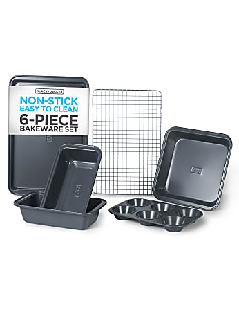 Black+Decker 6-Piece Carbon Steel Nonstick Bakeware Set, Black