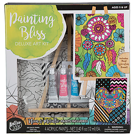 JAM Paper® Games, Painting Bliss Art Kit With Wooden Tabletop Easel