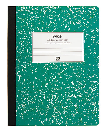 Office Depot® Marble Composition Book, 7 1/2" x 9 3/4", Wide Ruled, 160 Pages (80 Sheets), Green
