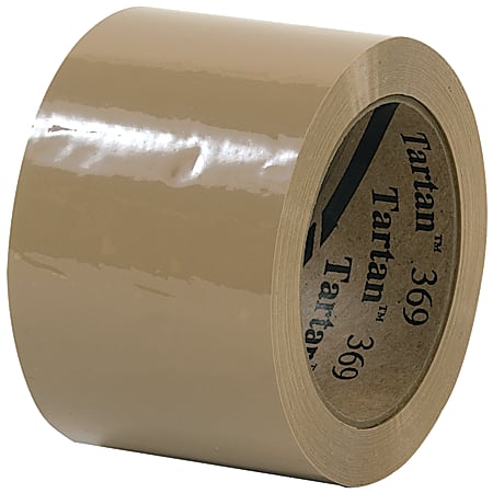 Tartan™ 369 Carton-Sealing Tape, 3" Core, 3" x 110 Yd., Tan, Pack Of 6