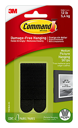 Command Medium Picture Hanging Strips, 4-Pairs (8-Command Strips), Damage-Free, Black