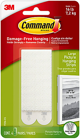 Command Large Picture-Hanging Strips, 4-Pairs (8-Command Strips), Damage-Free, White