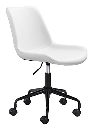 Zuo Modern Byron Faux Leather Mid-Back Office Chair, White