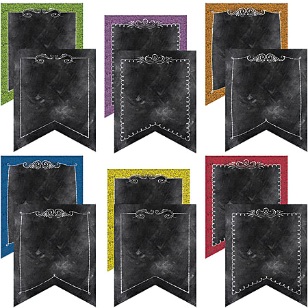 Creative Teaching Press® Designer Pennant Cut-Outs, 10" x 10", Chalk It Up!, Pack Of 12
