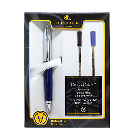 Cross® Calais Ballpoint Pen, Medium Point, 0.7 mm, Blue Barrel, Black Ink