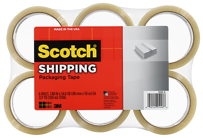 Scotch® Lightweight Packaging Tape, 1-7/8" x 54.6 Yd., Clear, Pack Of 6 Rolls