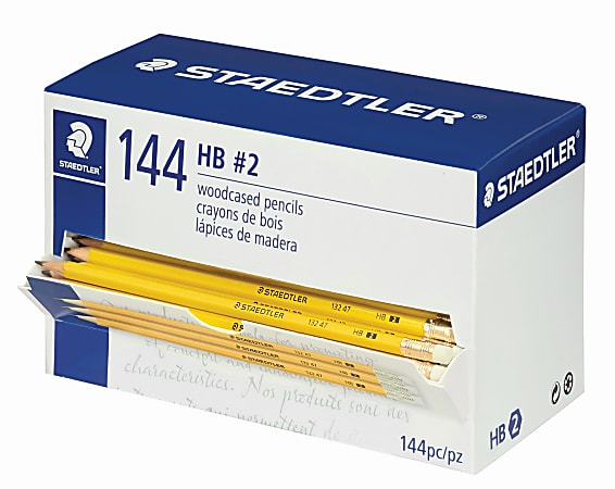 Staedtler Woodcased Pre Sharpened Pencils 2 mm 2HB Yellow Pack Of 144  Pencils - Office Depot