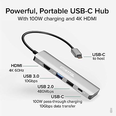 Multibao 8-in-1 USB C Hub – 4 USB 3.0 Ports, SD/TF Card Reader, HDMI, Audio Jack, For MacBook, Windows Laptops, IPad, Plug & Play-453388
