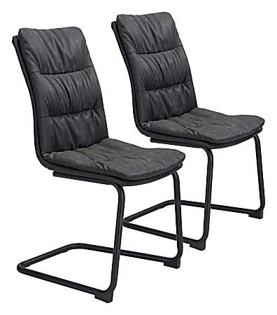 Zuo Modern Sharon Dining Chairs, Vintage Black, Set Of 2 Chairs
