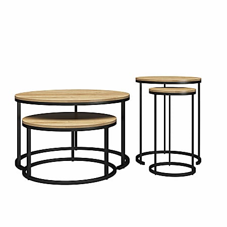 Ameriwood™ Home Clarine Nesting Coffee And End Table Bundle, Black/Natural, Set Of 4 Tables