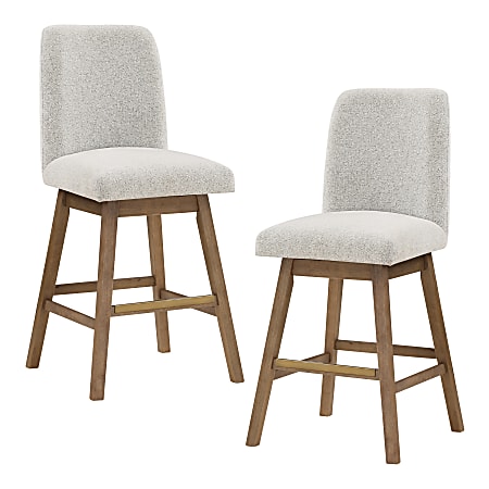 Office Star Finley Counter Height Swivel Stools, Parchment/Med Oak, 30", Set Of 2 Stools