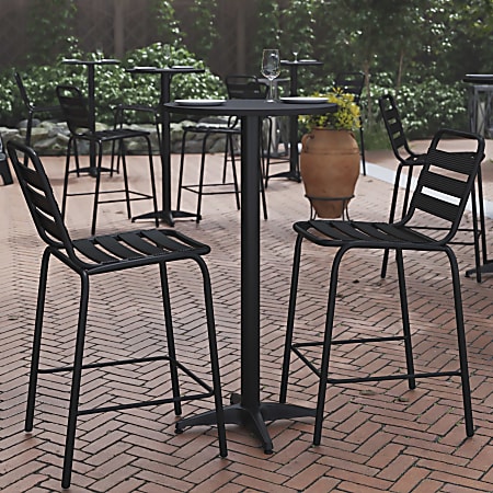 Flash Furniture Mellie Indoor/Outdoor Furniture Bar Height Table, 43-1/2”H x 23-1/2”W x 23-1/2”D, Gray/Black