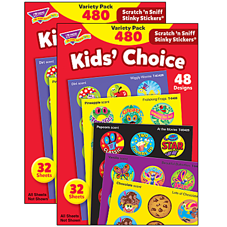 Trend Stinky Stickers, Kid's Choice, 480 Stickers Per Pack, Set Of 2 Packs