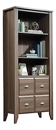 Sauder® Shoal Creek 69"H 4-Shelf Casual Library With 2 Doors, Gray/Medium Finish, Standard Delivery