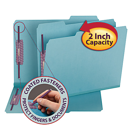 Colored Pressboard Fastener Folders with SafeSHIELD Coated Fasteners, 2