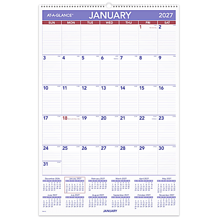 AT-A-GLANCE® 2027 Monthly Wall Calendar, Large, 20" x 30"