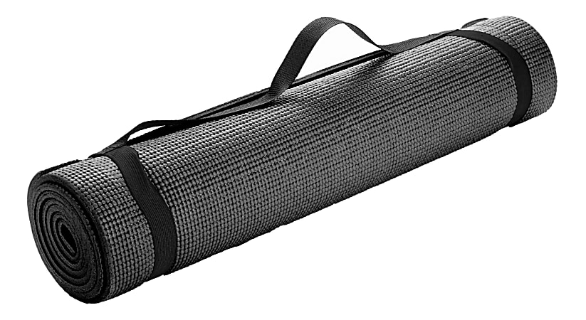 Mind Reader PVC Yoga Mat, 1/4"H x 24"W x 68"D, Black