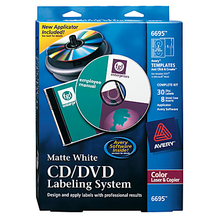 Avery® Color Laser CD/DVD Design Kit With Labels And Inserts, Pack Of 30