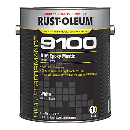Rust-Oleum High Performance 9100 System DTM Epoxy Mastic Paint Cans, 1 Gallon, Gloss White, Pack Of 2 Paint Cans