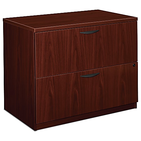 basyx by HON® 35-1/2"W Lateral 2-Drawer File Cabinet, Metal, Mahogany