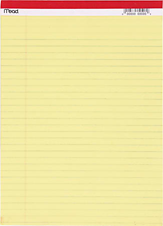 Mead® Legal Pads, Letter, 8-1/2" x 11", 50 Sheets, Canary