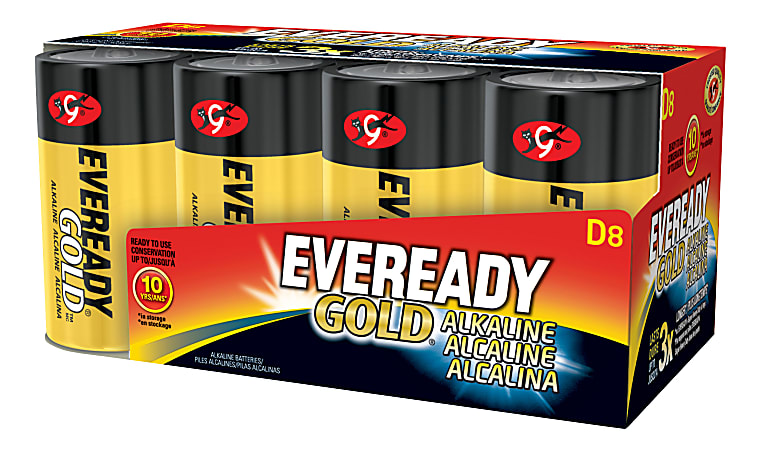 Eveready® D Alkaline Batteries, Pack Of 8