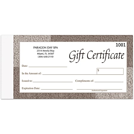 Gift Certificates, 7" x 3 5/8", 2-Part, Brown, Box Of 250