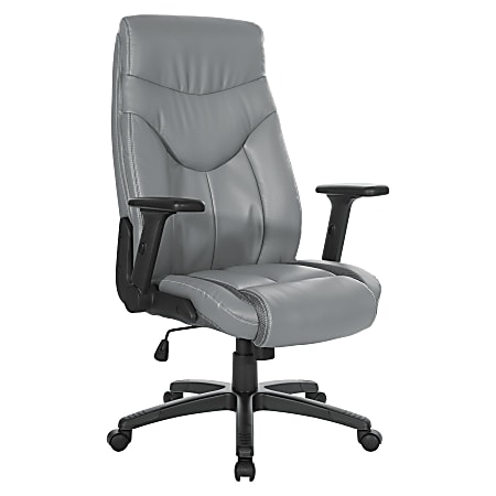 Office Star™ Ergonomic Leather High-Back Executive Office Chair, Charcoal Gray