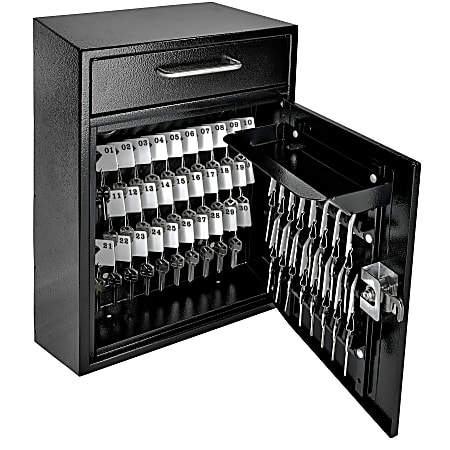 Mail Boss Key Boss High-Security Locking Key Cabinet/Drop Box, 16-1/4"H x 11-1/4"W x 4-3/4"D, Black