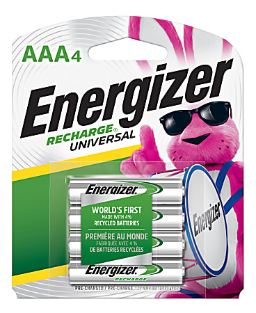 Energizer® Rechargeable NiMH AAA Batteries, Pack Of 4