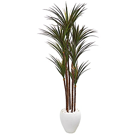 Nearly Natural Giant Yucca Tree 70”H Artificial Plant With Planter, 70”H x 27”W x 23”D, Green/White