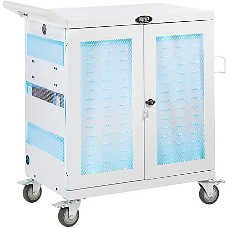 Tripp Lite Safe-IT UV Sanitizing Charging Cart 32-Port USB Antimicrobial for iPad and Android Tablet White - Cart (sync, charge and UV clean) - for 32 tablets - lockable - medical - steel - white