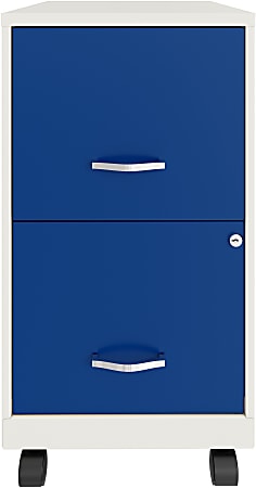 Realspace® SOHO Smart 18"D Vertical 2-Drawer Mobile File Cabinet, White/Blue