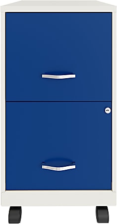Realspace® SOHO Smart 18"D Vertical 2-Drawer Mobile File Cabinet, Metal, White/Blue